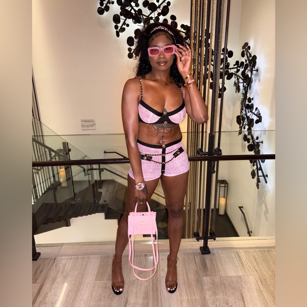 Fashion Nova Pink and Black Shorts